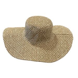 Brown & White Straw Floppy Sun Hat - NWOT